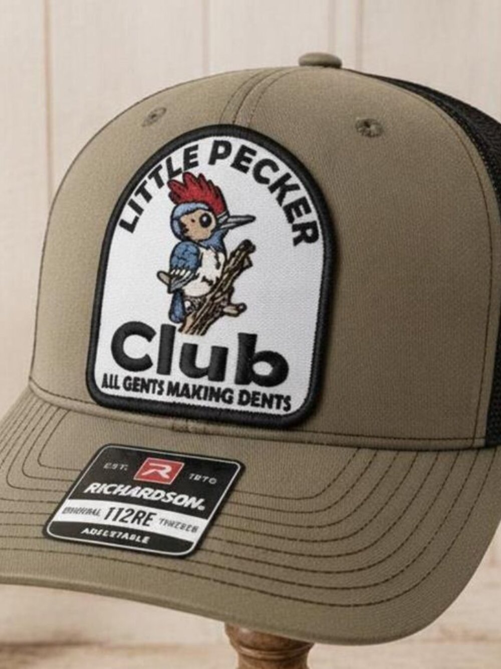 Little Pecker Club Patch Green Black Richardson 112 Snapback Hat Funny Retro 80s